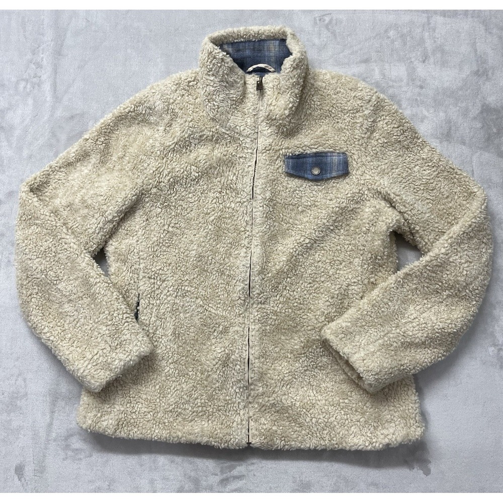 Pendleton Sherpa Jacket Women Small Cream Full Zip Lined Mock Neck  Outdoors